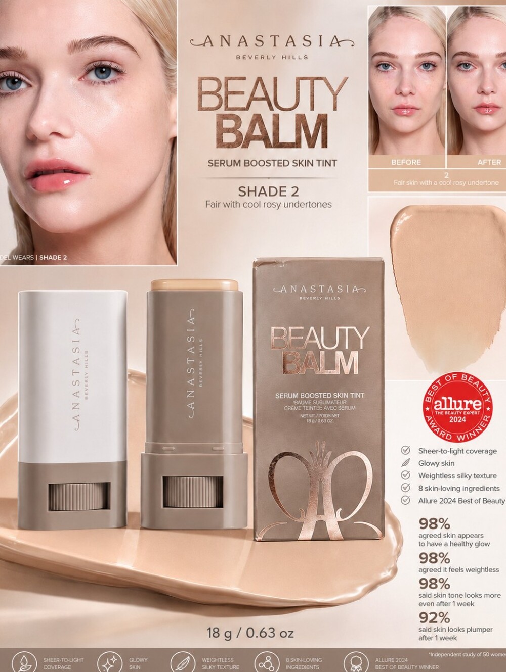 Anastasia Beverly Hills Beauty Balm Serum Boosted Skin Tint – Shade 2
